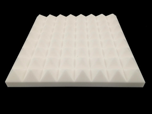 Mel-Acoustic Pyramid PRO 75mm White Melamine Acoustic Foam Panel 600x600